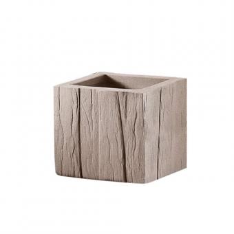 Blumentopf SENDEO Wood aus Kunststoff 27x30x30cm sand sand | 27x30x30cm