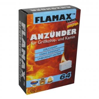 Kaminanzünder FLAMAX Geruchlose Anzünder | 64 Stück | 4 Pack (=256 Stück) 4 Pack (256Stück)
