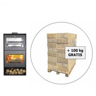 Kaminofen LACUNZA ALTEA + 100 kg Holzbriketts GRATIS | mit Backfach 